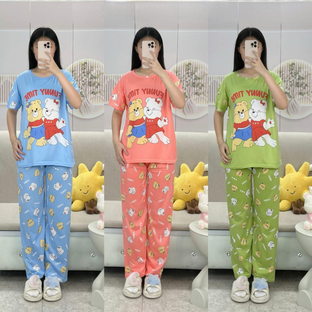 2-Piece Free Size Pajama Set – Comfortable & Breathable Homewear