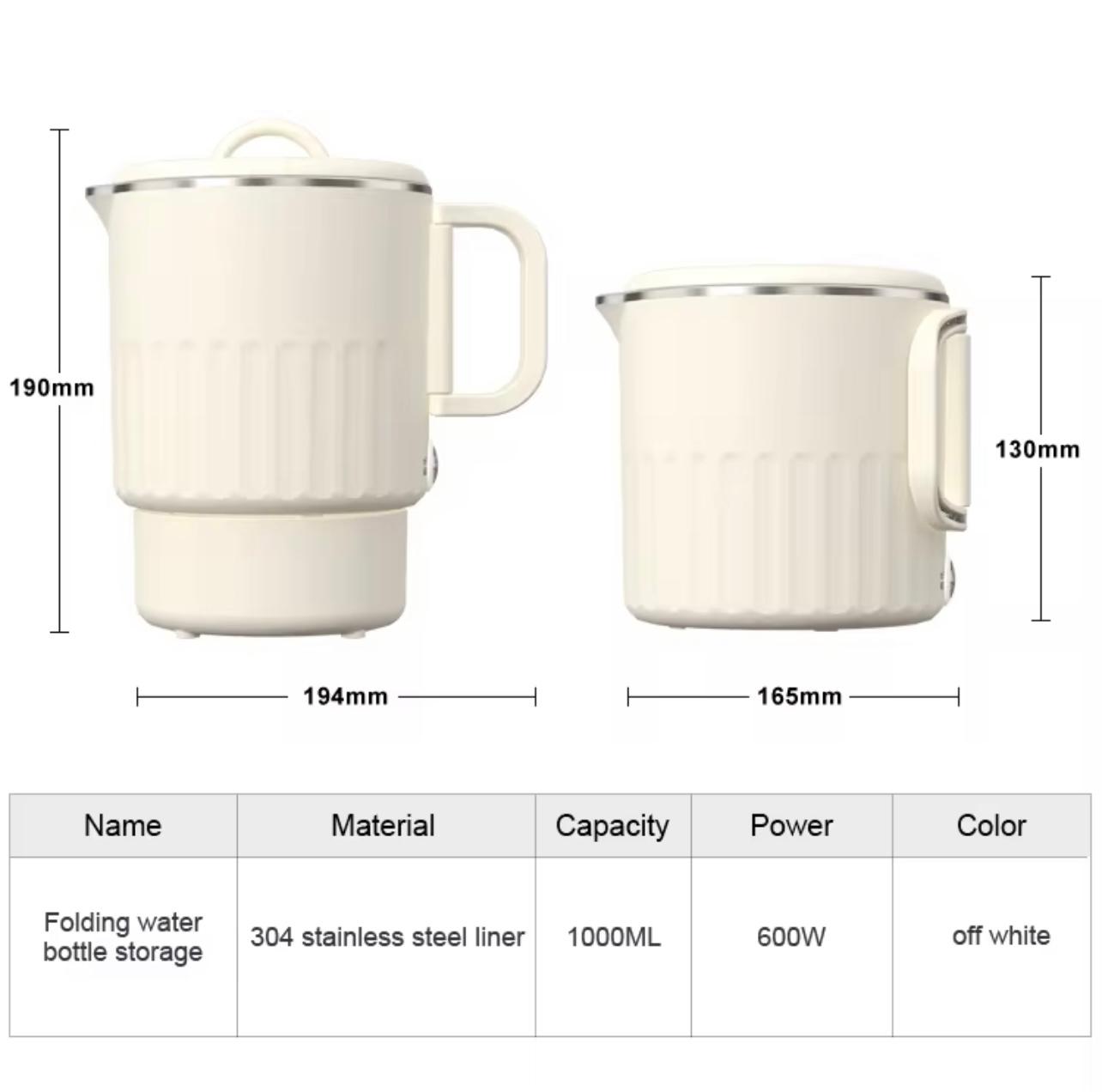 Small Stainless Steel Portable Electric Kettle Cordless Mini Travel & Outdoor Folding Water Kettle for Home & Kitchen Use