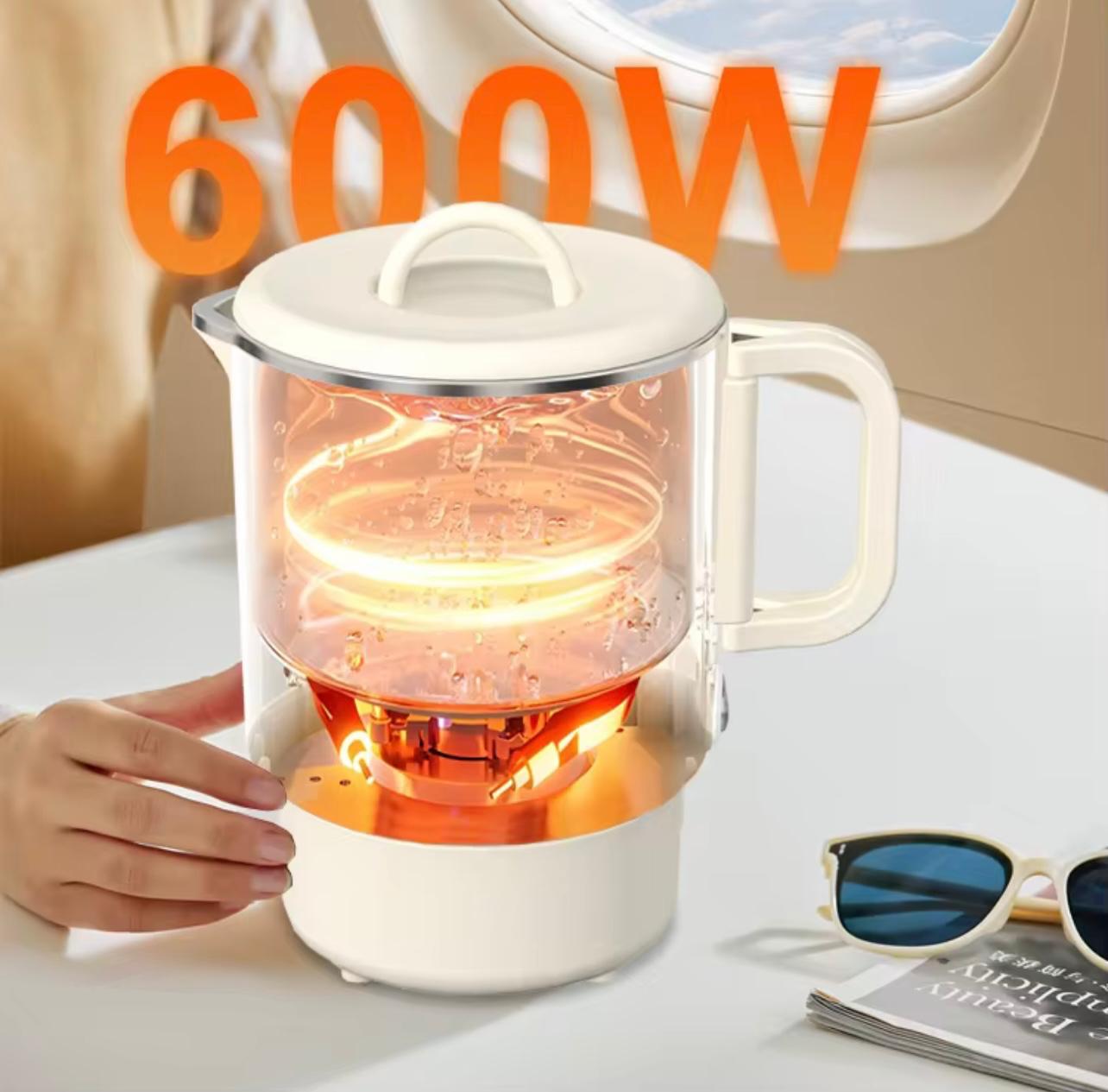 Small Stainless Steel Portable Electric Kettle Cordless Mini Travel & Outdoor Folding Water Kettle for Home & Kitchen Use