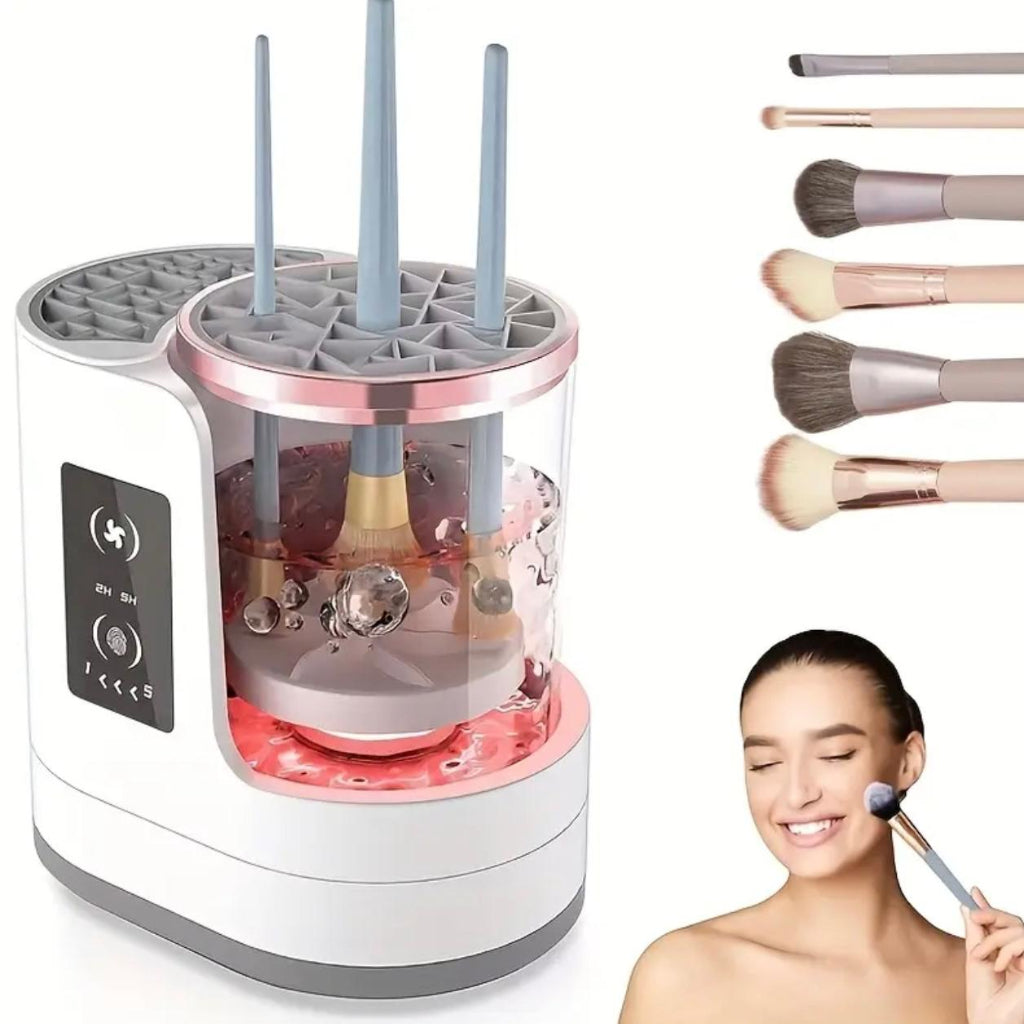 منظف ومجفف فرش المكياج الكهربائي - تنظيف عميق تلقائي مع مؤقت، يعمل بمنفذ USB