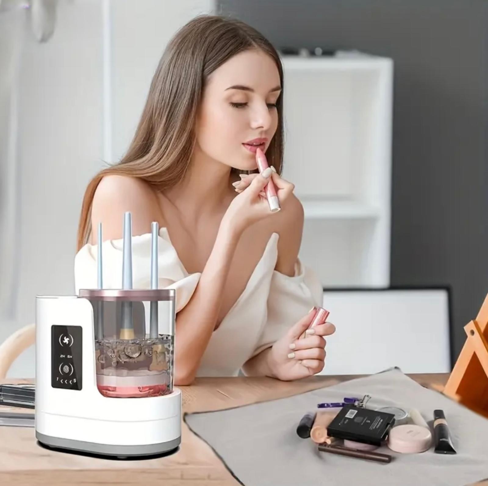 منظف ومجفف فرش المكياج الكهربائي - تنظيف عميق تلقائي مع مؤقت، يعمل بمنفذ USB