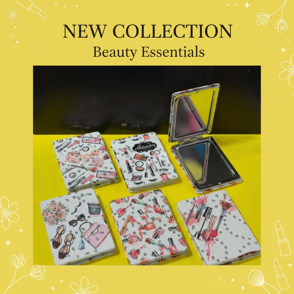 Stainless Steel Portable Makeup Mirror – Magnifying Glass with Flower Theme