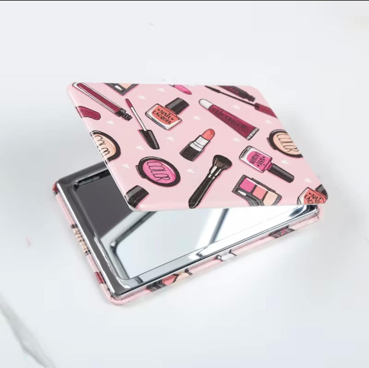 مرآة مكياج محمولة من الفولاذ المقاوم للصدأ - عدسة مكبرة ذات شكل زهرة