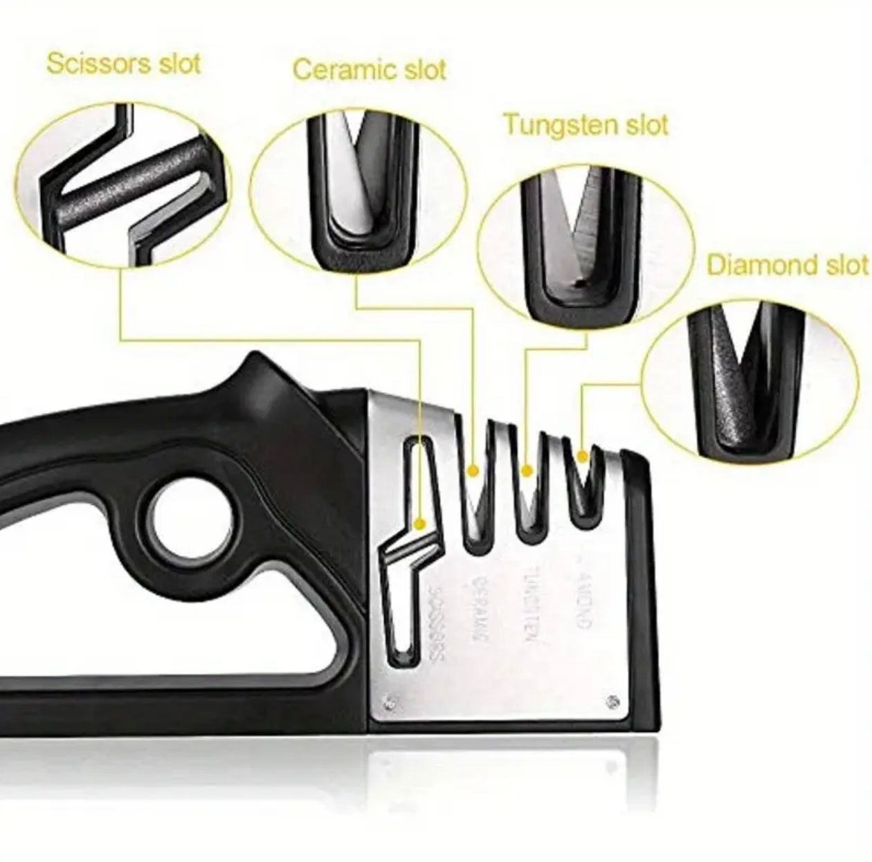4-in-1 Multifunctional Handheld Knife Sharpener – Stainless Steel Blade Kitchen Tool