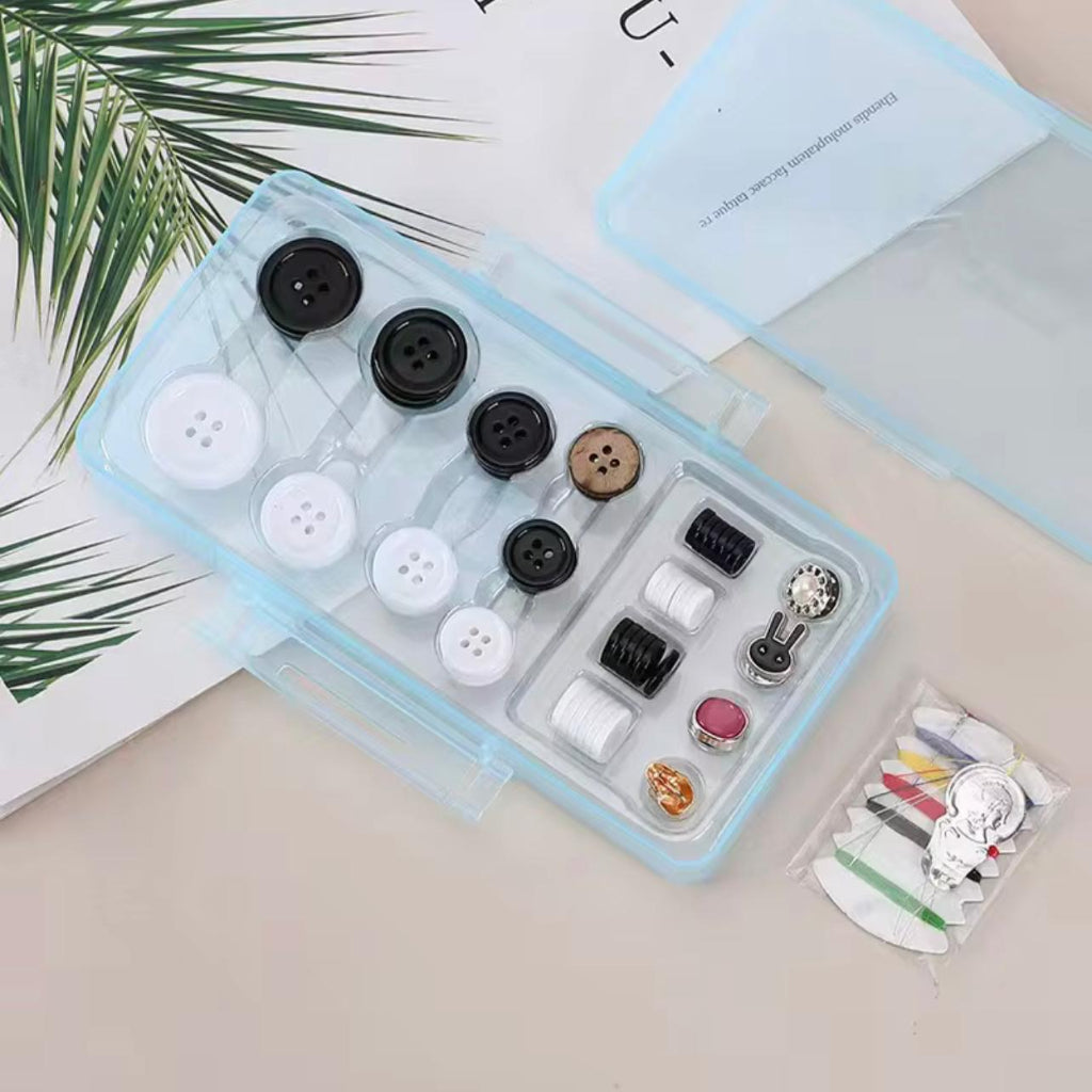 مجموعة الخياطة المحمولة للسفر والمنزل متعددة الوظائف، ملحقات صندوق الخياطة، مجموعة أزرار الخياطة، 61 قطعة