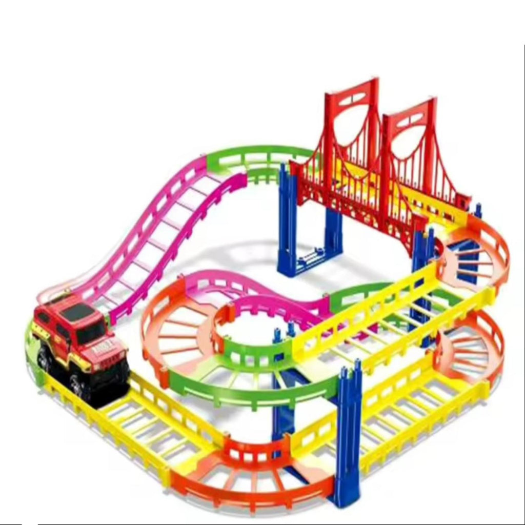 مجموعة مكونة من 27 قطعة من لعبة تعليمية لبناء مسار السكك الحديدية للمدينة تعمل بالطاقة الكهربائية