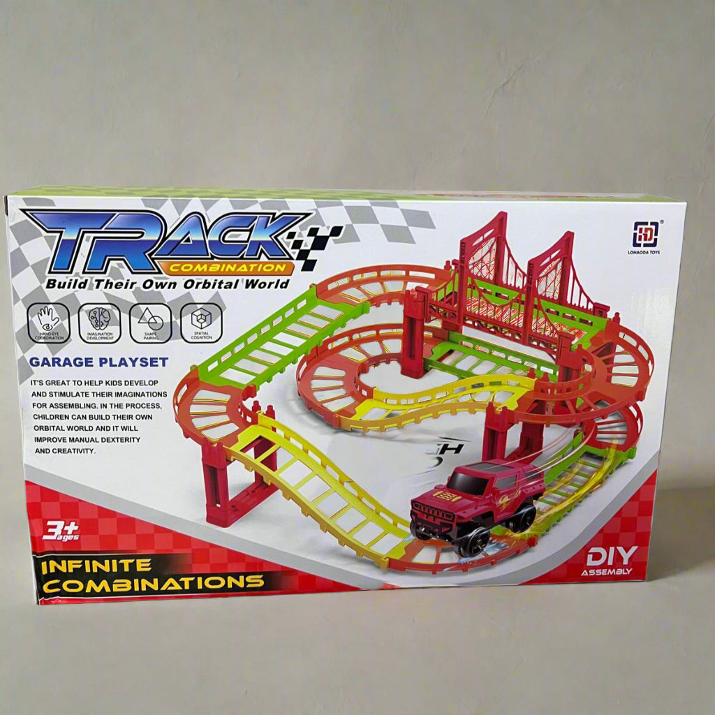 مجموعة مكونة من 27 قطعة من لعبة تعليمية لبناء مسار السكك الحديدية للمدينة تعمل بالطاقة الكهربائية