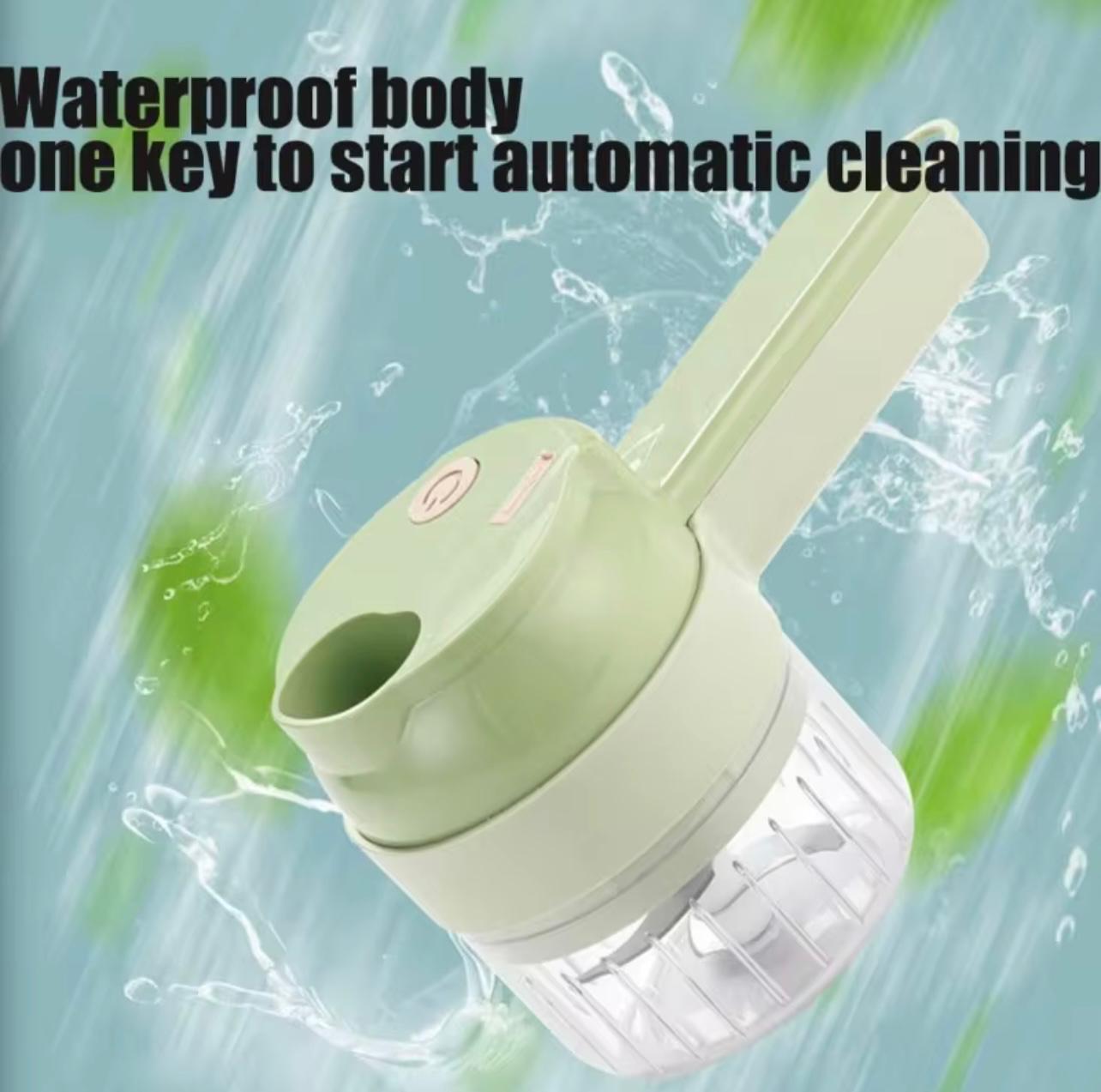 مفرمة طعام كهربائية 4 في 1، أداة مطبخ محمولة لاسلكية للفواكه والخضروات واللحوم