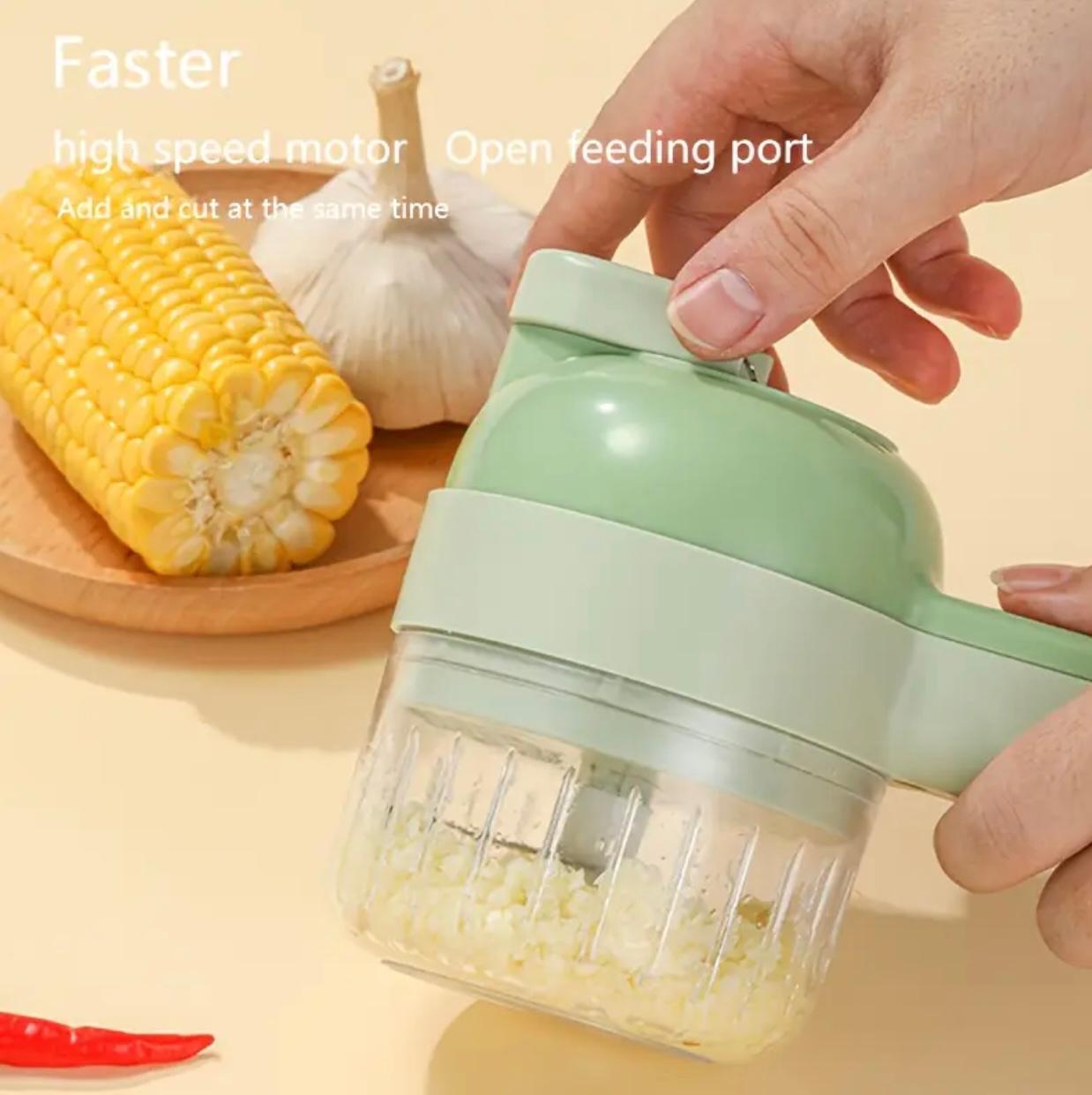 مفرمة طعام كهربائية 4 في 1، أداة مطبخ محمولة لاسلكية للفواكه والخضروات واللحوم