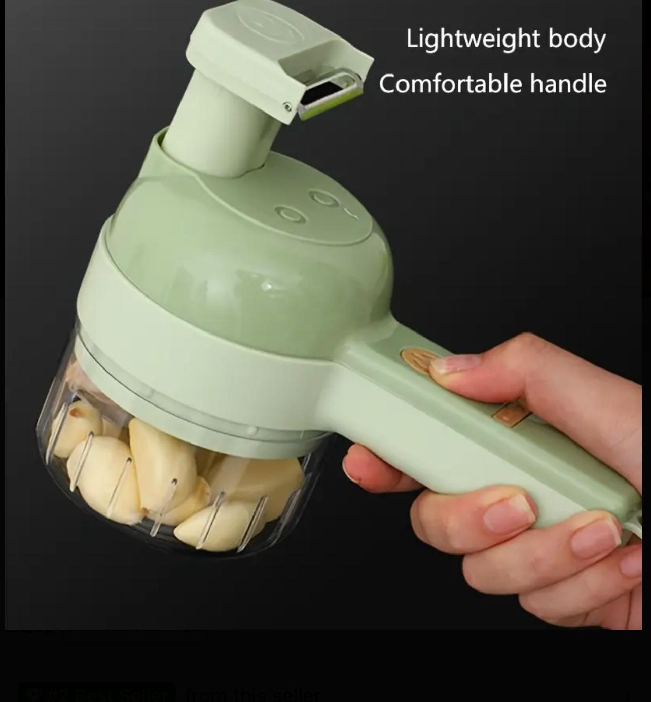 مفرمة طعام كهربائية 4 في 1، أداة مطبخ محمولة لاسلكية للفواكه والخضروات واللحوم