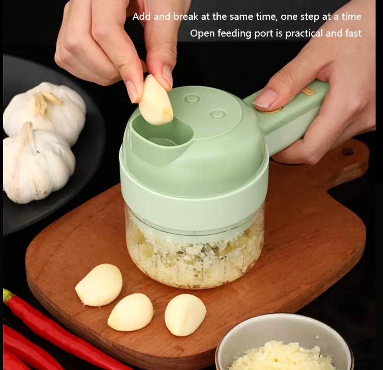 مفرمة طعام كهربائية 4 في 1، أداة مطبخ محمولة لاسلكية للفواكه والخضروات واللحوم