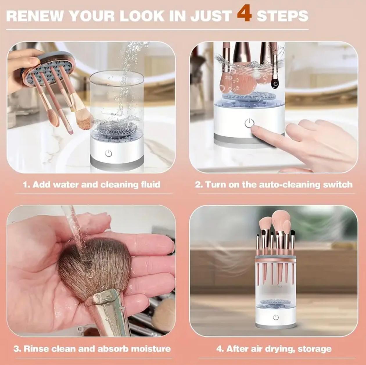 USB Makeup Brush Cleaner & Dryer – Electric Brush Washer, Battery-Free, Suitable for All Brush Types