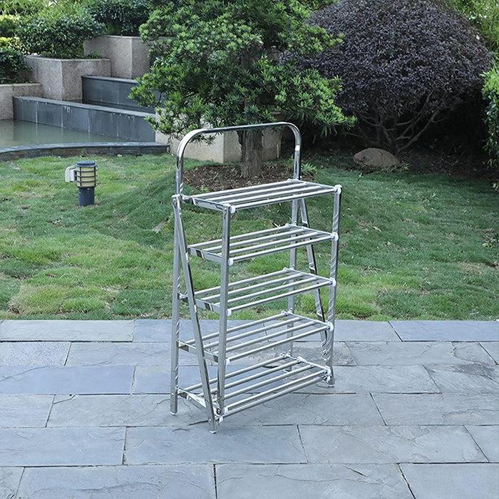 رف أحذية من الفولاذ المقاوم للصدأ مكون من 5 طبقات - منظم أحذية موفر للمساحة (ارتفاع 92 × عرض 57 سم)