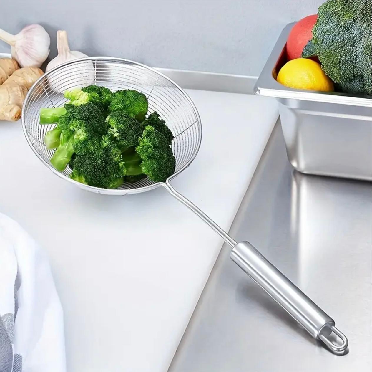 Stainless Steel Spider Strainer Ladle - Perfect for Cooking & Frying, Durable Kitchen Utensil for Pasta & More,