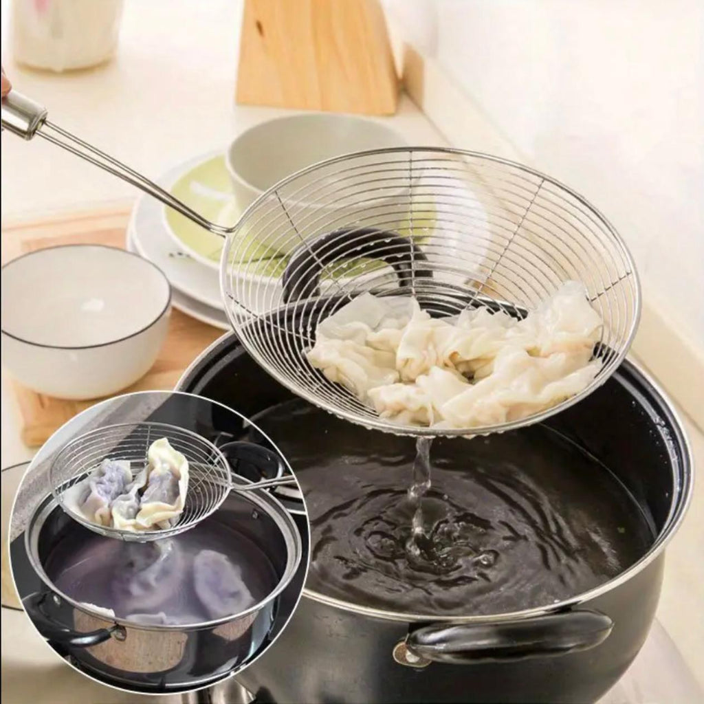 Stainless Steel Spider Strainer Ladle - Perfect for Cooking & Frying, Durable Kitchen Utensil for Pasta & More,