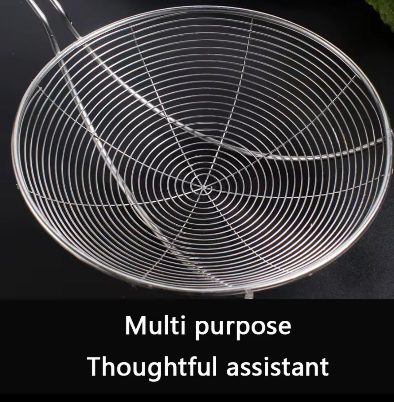 مغرفة مصفاة عنكبوت من الفولاذ المقاوم للصدأ - أداة طبخ متينة للمطبخ