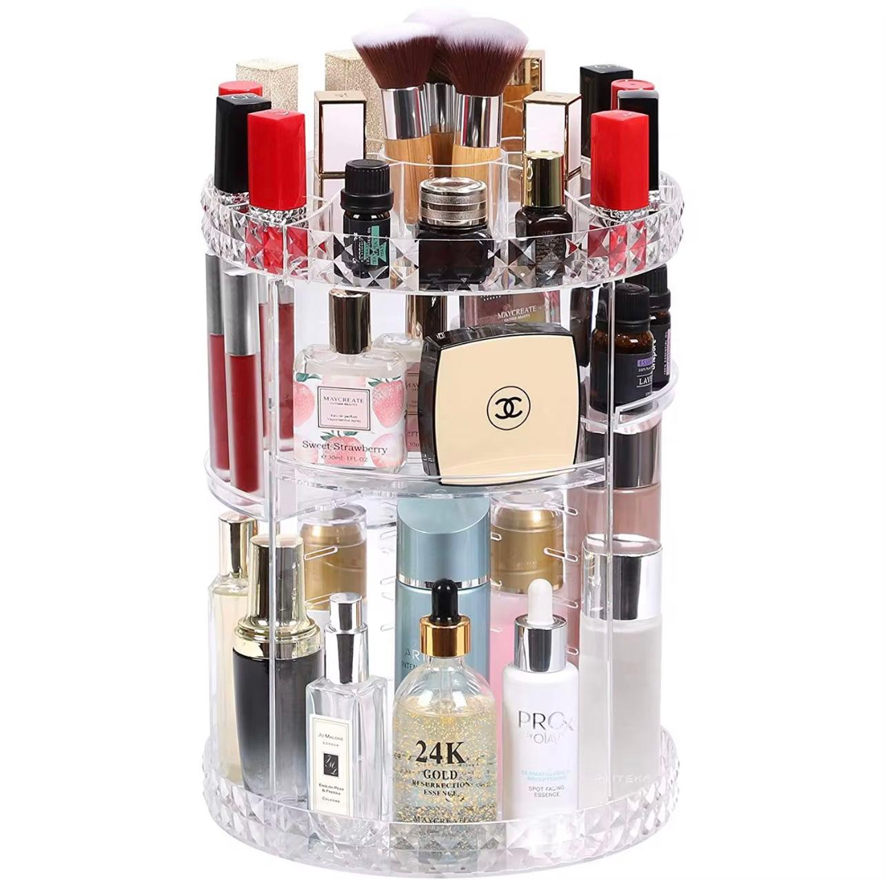 Rotating Jewelry Holder Makeup Organizer Display Makeup Perfume Desktop Storage Box Storage
