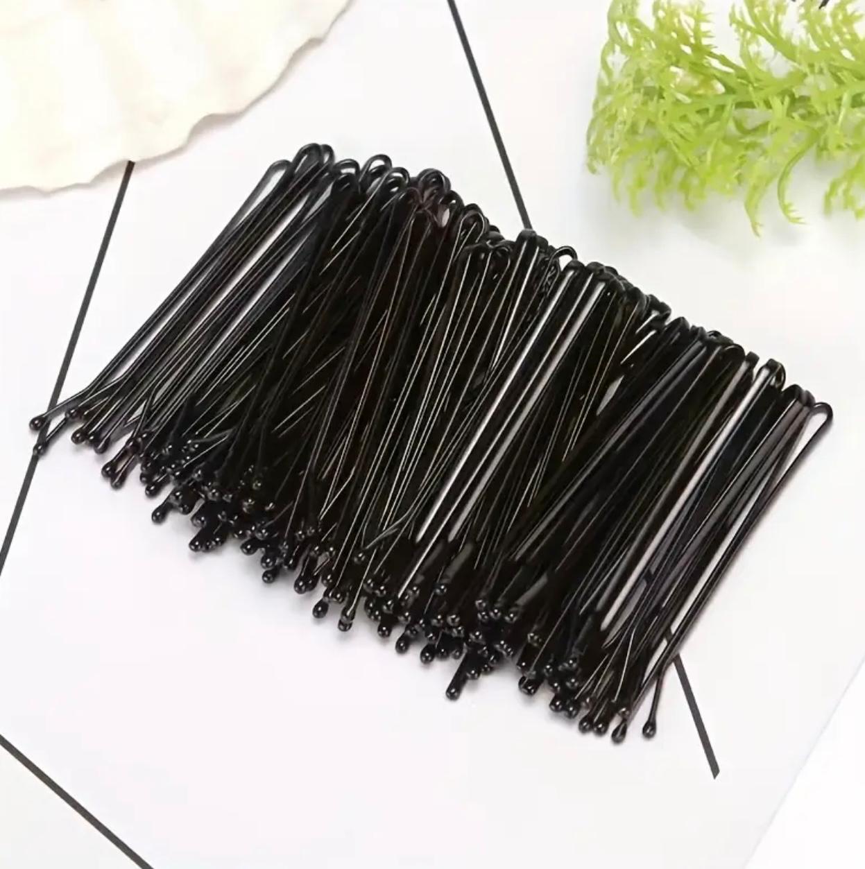 150pcs Black Metal Hair Clips – Minimalist Rectangular Hairpins with Secure Hold