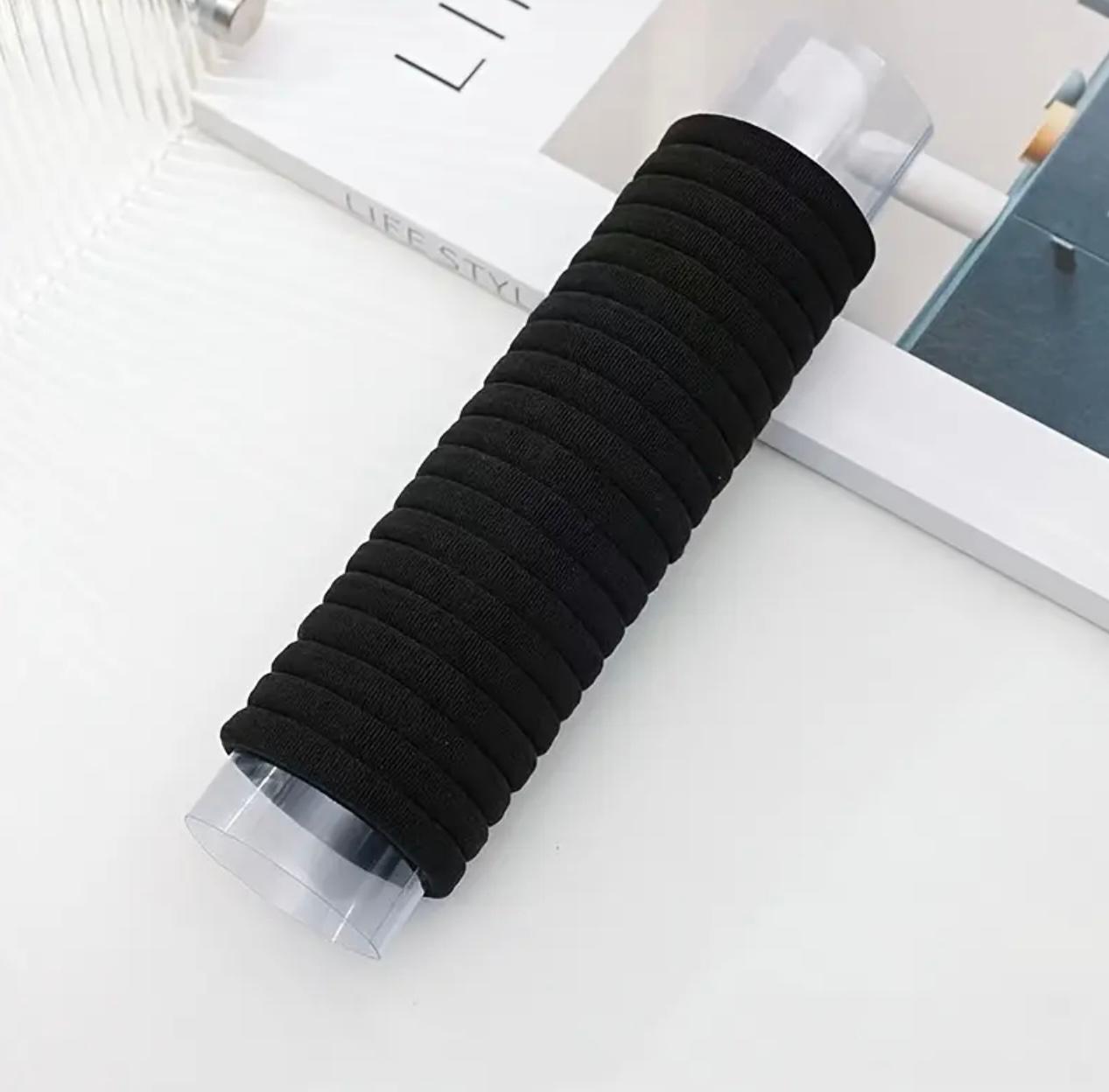 30pcs Black Elastic Hair Loops – Trendy Ponytail Holders for Women & Girls