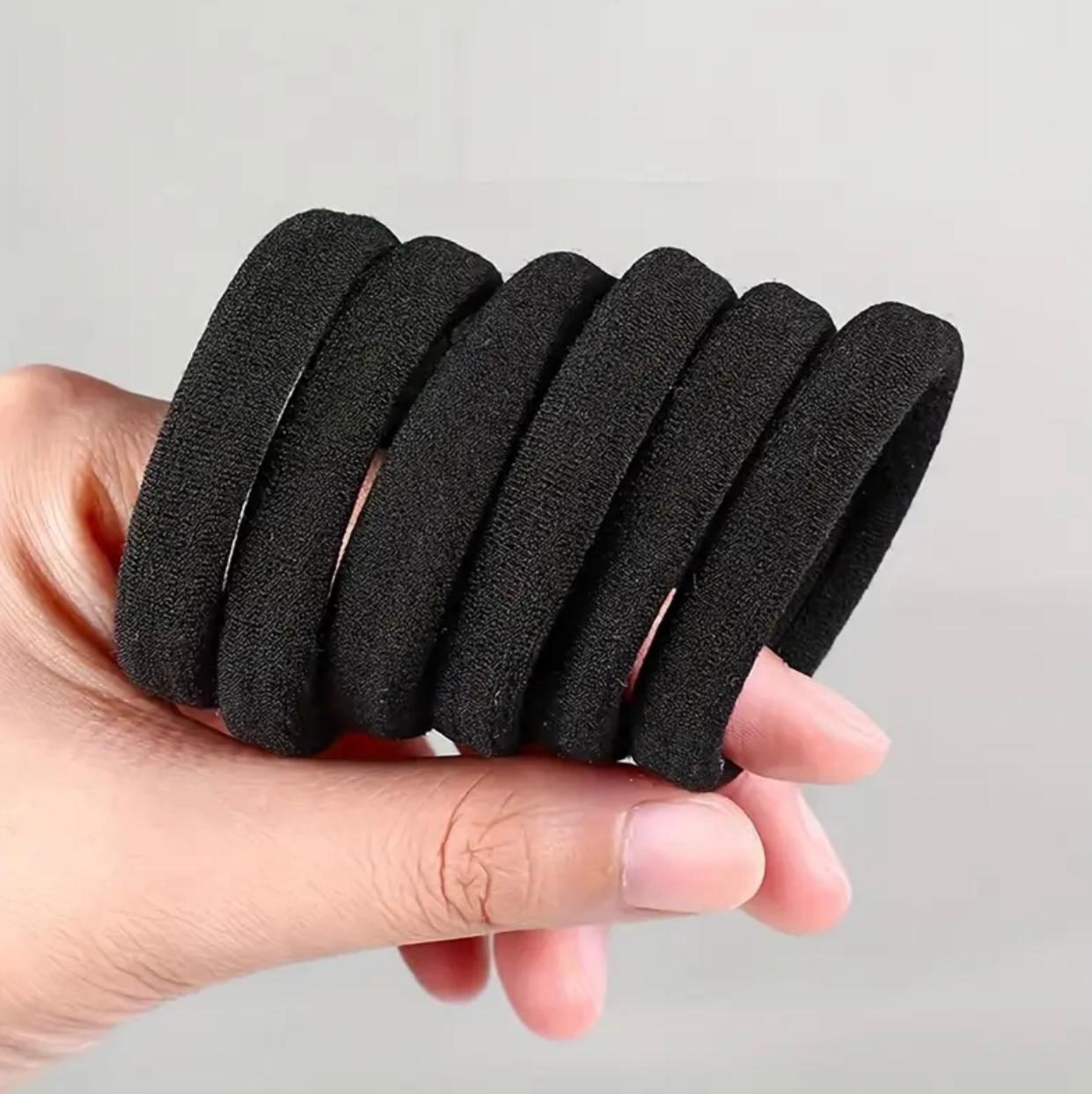 30pcs Black Elastic Hair Loops – Trendy Ponytail Holders for Women & Girls