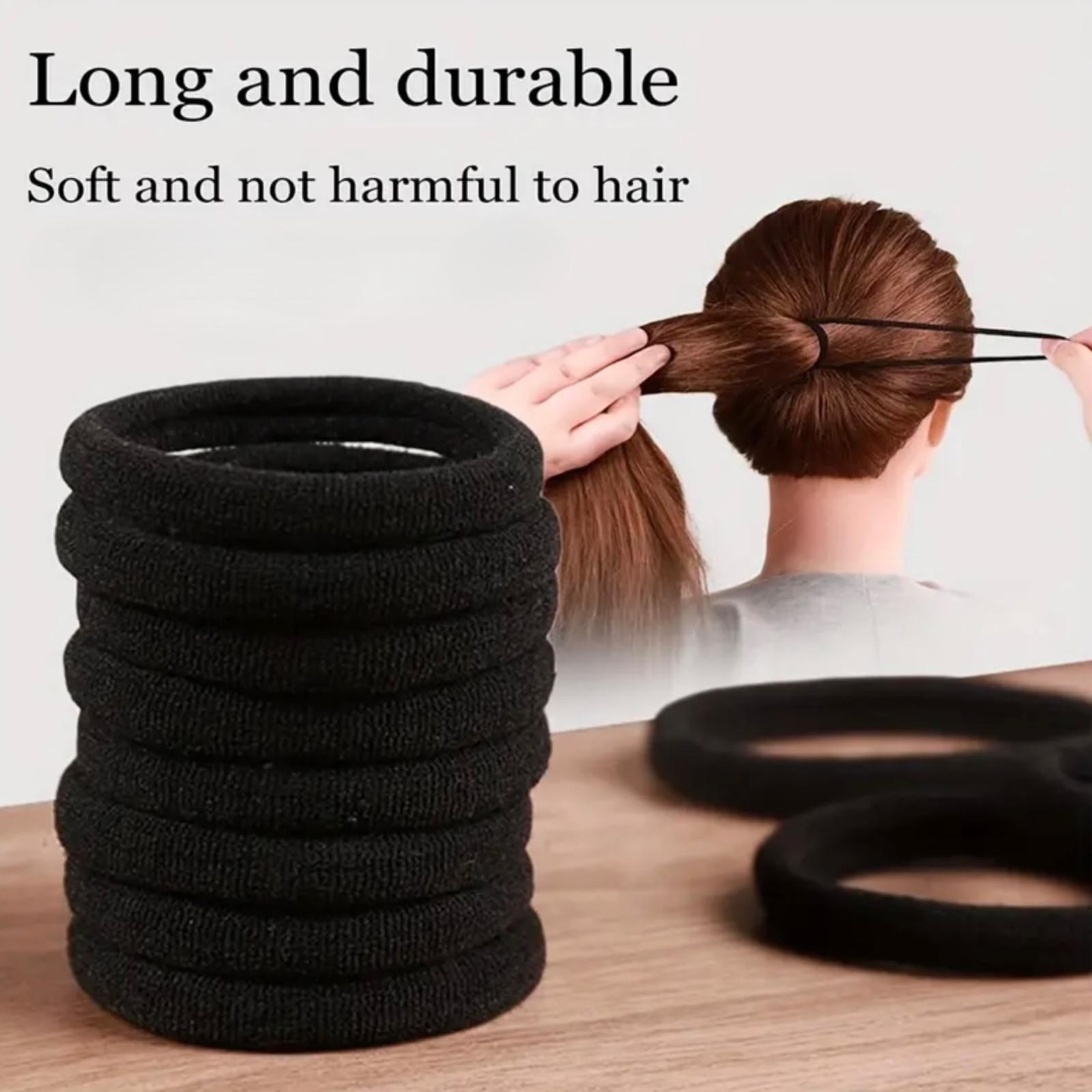 30pcs Black Elastic Hair Loops – Trendy Ponytail Holders for Women & Girls