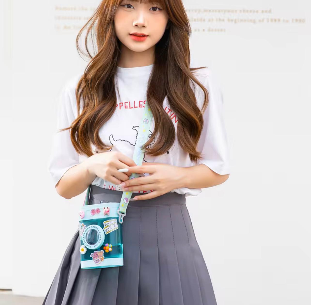 New Retro Camera Creative Water Cup Girl and Boy Gift Portable Summer Children Plastic Water Bottle with Shoulder Strap