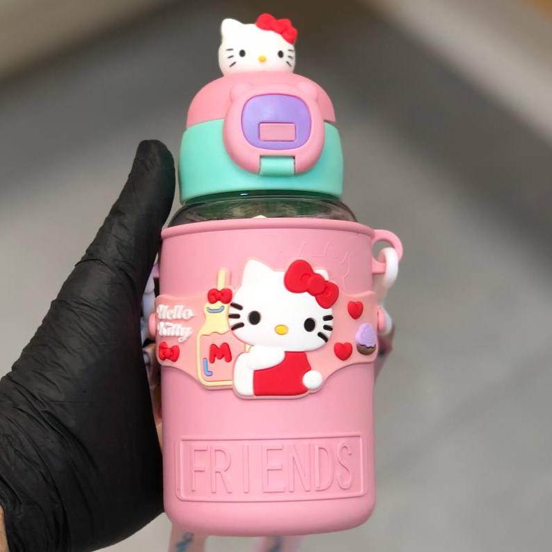 طلاب المدارس والأطفال لطيف الكرتون الطفل البلاستيك شرب أكواب حزام المحمولة الأطفال زجاجة ماء