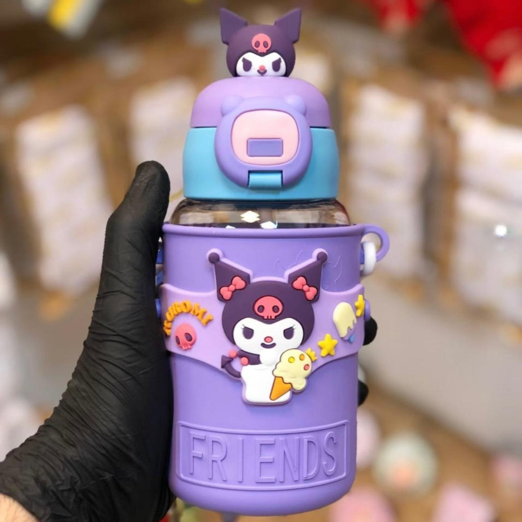 Students School Kids Cute Cartoon Baby Plastic Drink Cups Portable Strap Children Water Bottle