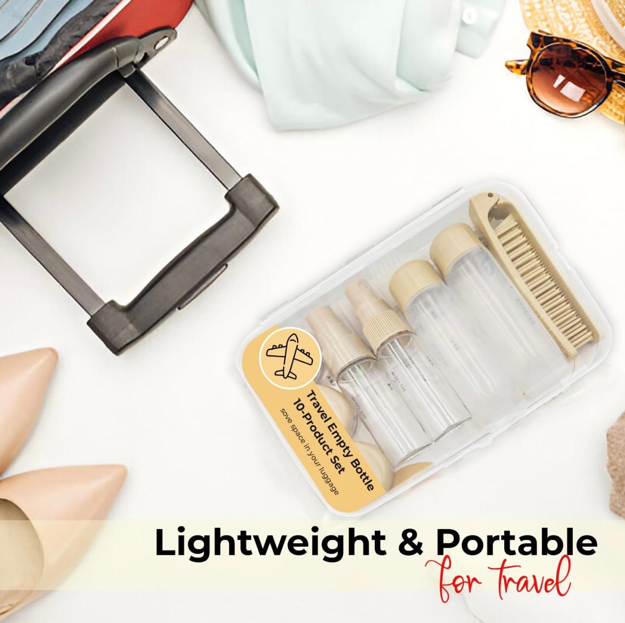 10-Piece Travel Bottles Set – Leak-Proof Silicone Squeezable Containers