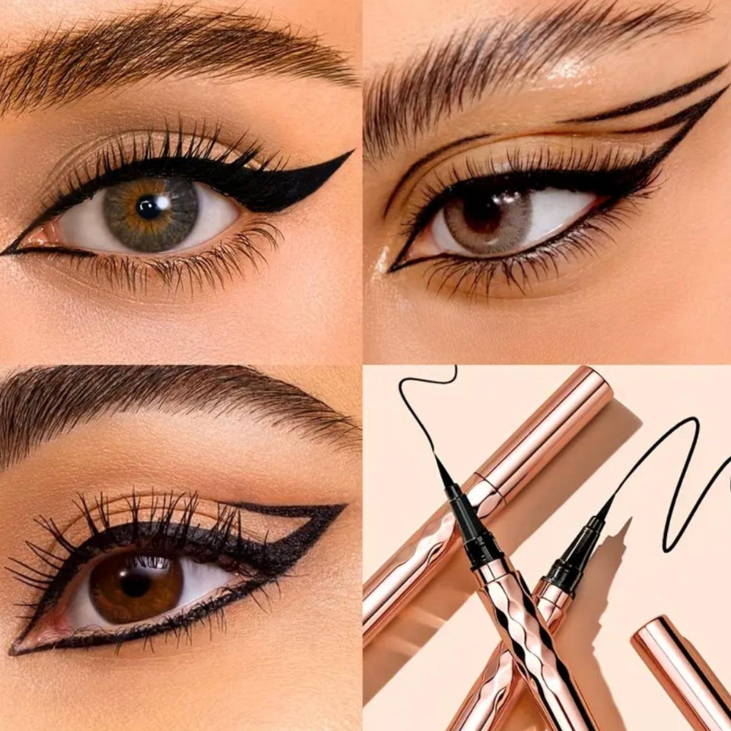 Smooth Black Liquid Eyeliner Pen - Waterproof, Long-Lasting & Quick-Dry for Natural Eye Makeup