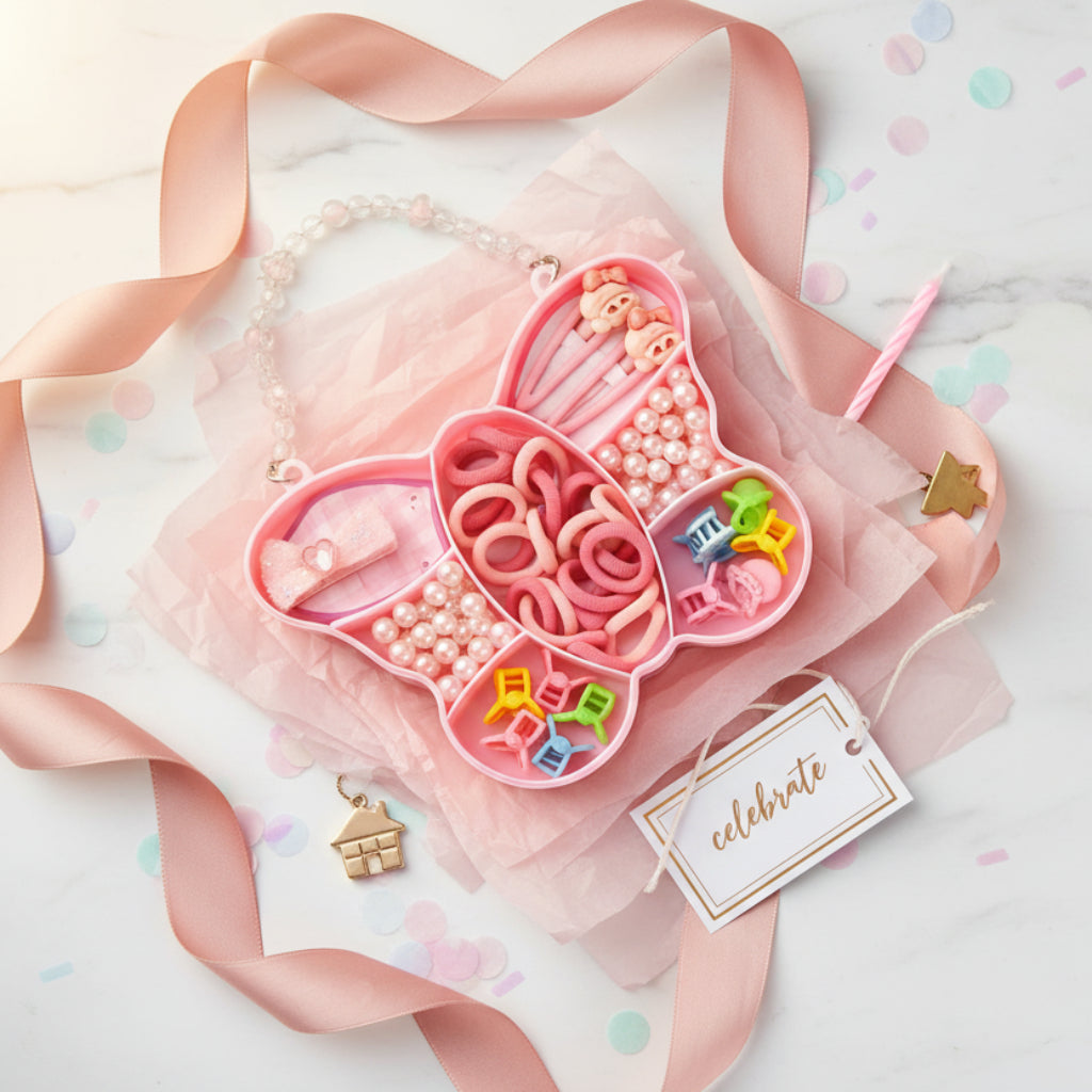 Butterfly Shaped Kids Hair Accessories Box โ Cute & Colorfulย Set,Kids gift set