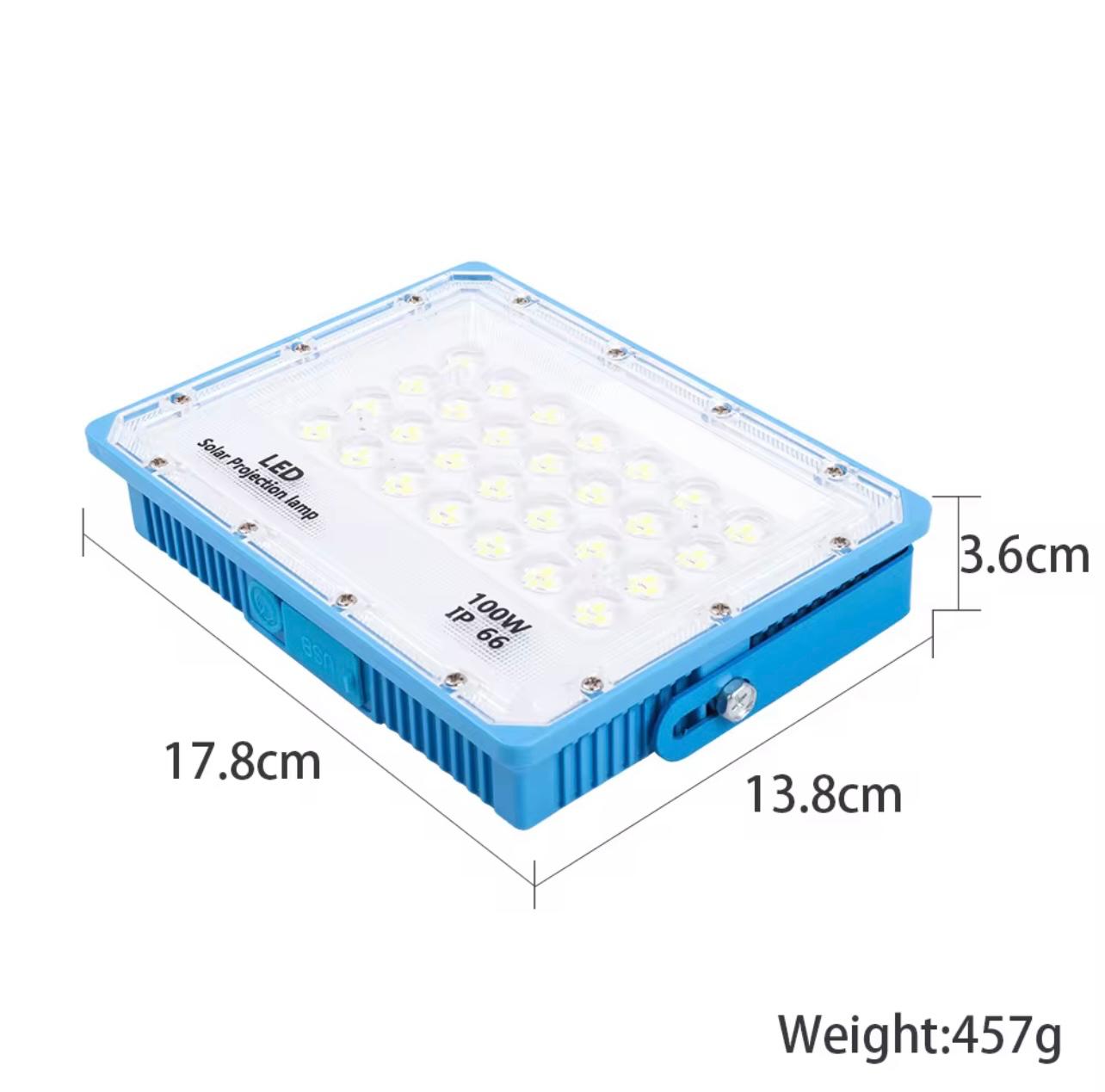 مصباح LED بالطاقة الشمسية بقدرة 100 وات - مصباح طوارئ خارجي محمول قابل لإعادة الشحن عبر USB للحديقة والتخييم