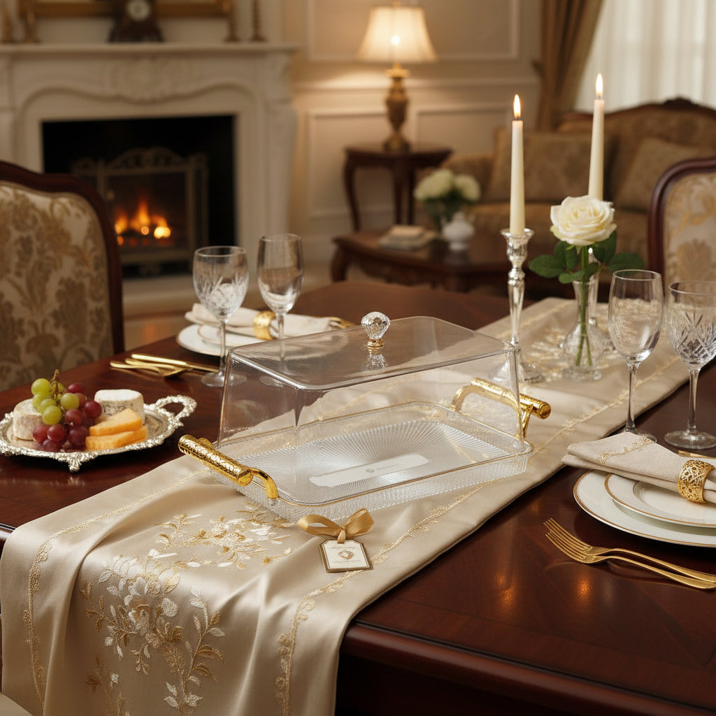 Style Fruit Plates Customizable Clear Candy Dishes Plates with Lid for Living Room Coffee Table Cake Tray With Base