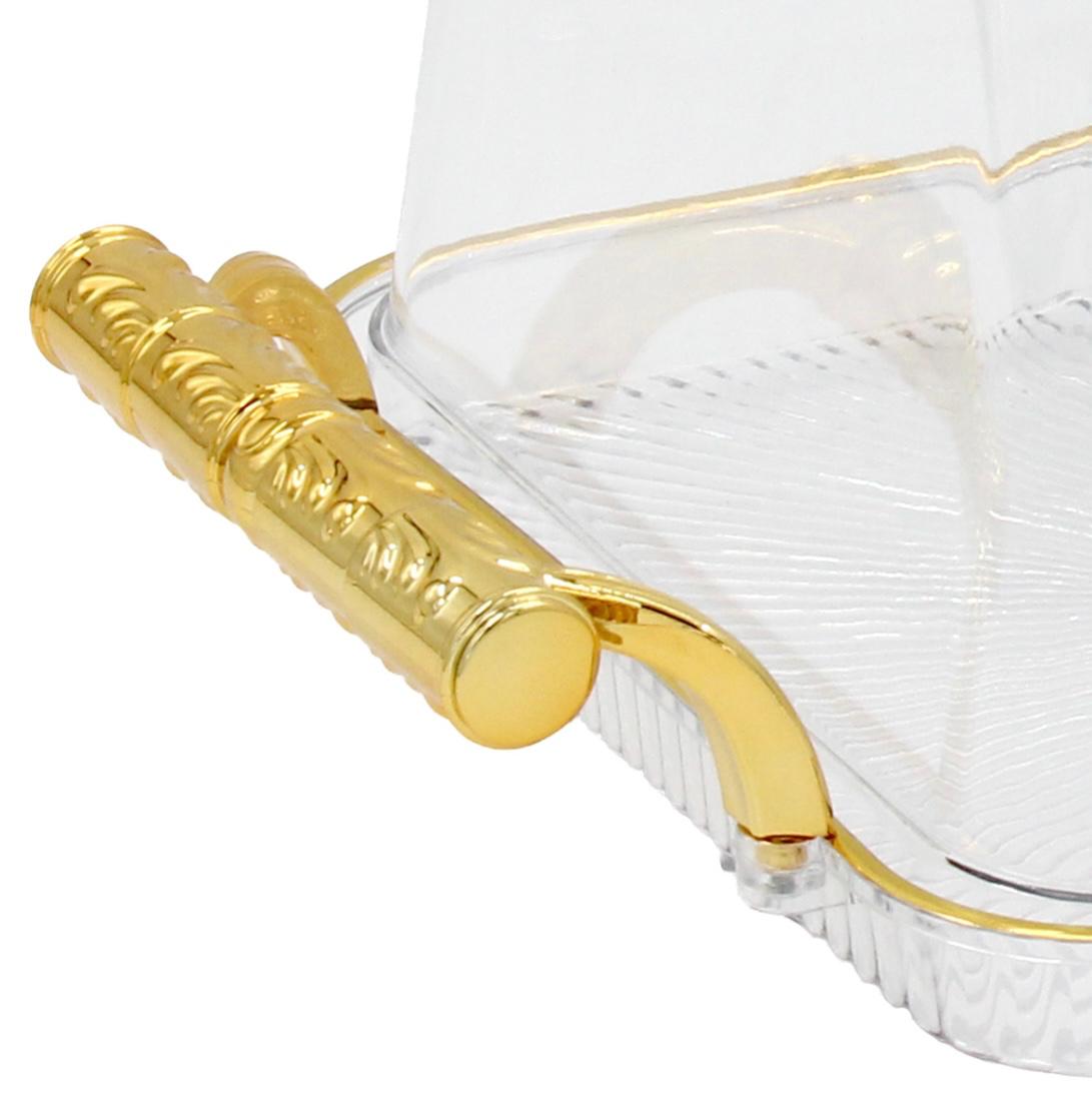 أطباق فواكه على شكل أطباق حلوى شفافة قابلة للتخصيص مع غطاء لغرفة المعيشة وطاولة القهوة وصينية الكيك مع قاعدة