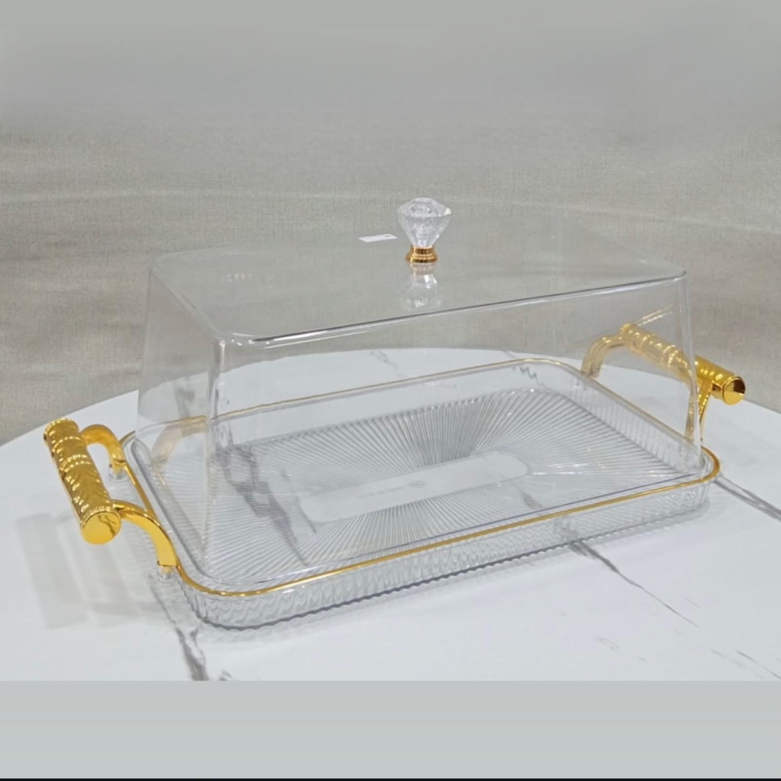 أطباق فواكه على شكل أطباق حلوى شفافة قابلة للتخصيص مع غطاء لغرفة المعيشة وطاولة القهوة وصينية الكيك مع قاعدة