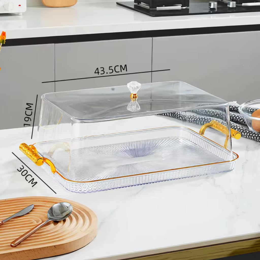 Style Fruit Plates Customizable Clear Candy Dishes Plates with Lid for Living Room Coffee Table Cake Tray With Base