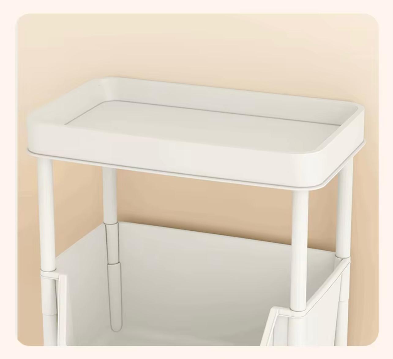 رف تخزين دوار من البلاستيك الأبيض مكون من 5 طبقات مع عجلات - منظم نحيف متعدد الطبقات للمنزل والمكتب