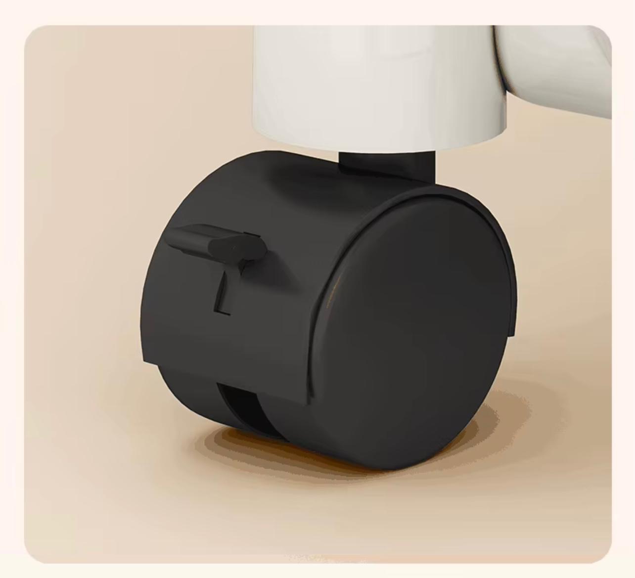 رف تخزين دوار من البلاستيك الأبيض مكون من 5 طبقات مع عجلات - منظم نحيف متعدد الطبقات للمنزل والمكتب