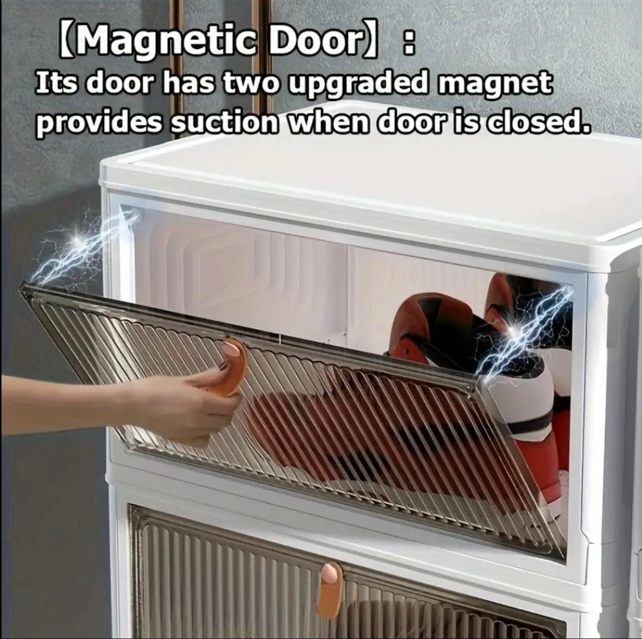 صندوق شفاف قابل للطي من 4 طبقات - رف تخزين بلاستيكي مقاوم للغبار للمنزل أو السكن الجامعي