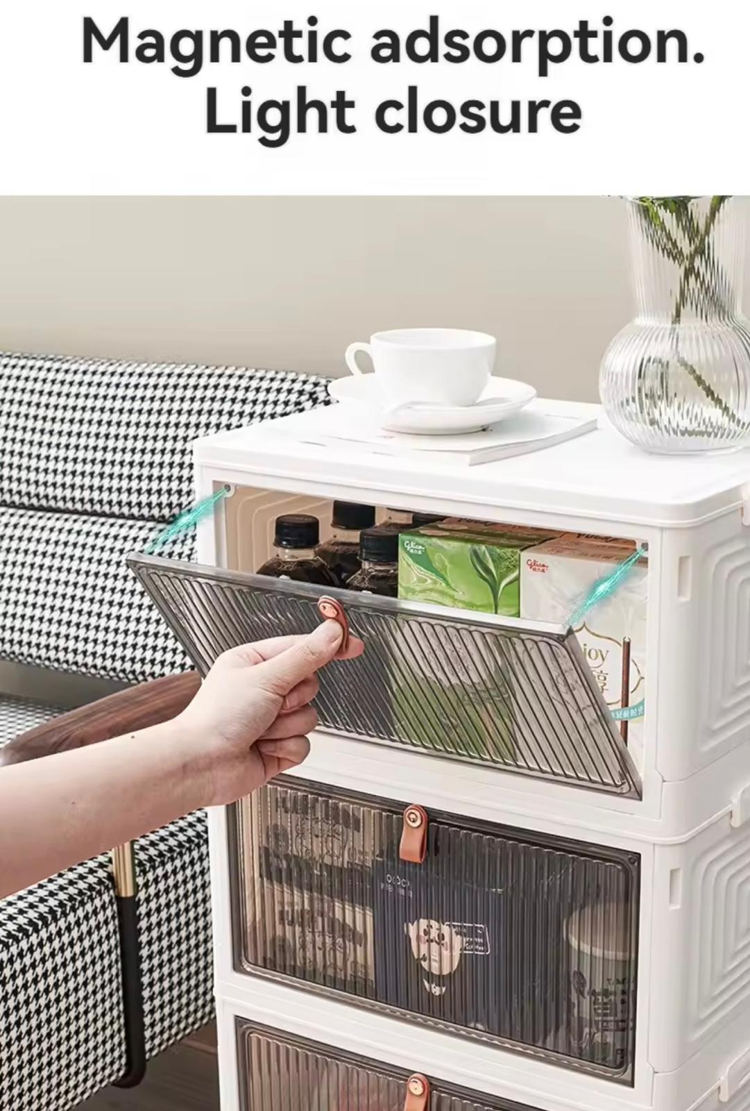 خزانة تخزين دوارة مكونة من 6 طبقات مع منظم إغلاق مغناطيسي ذو سعة كبيرة (37.5×27×123 سم)