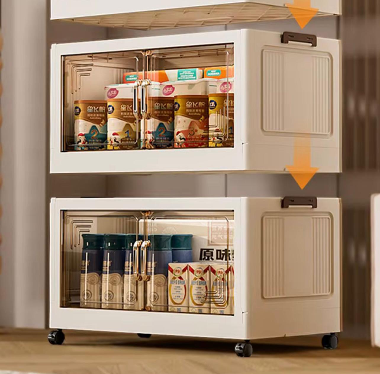 خزانة تخزين دوارة ذات 3 طبقات بعجلات - منظم رفيع موفر للمساحة للمطبخ والمخزن والمكتب