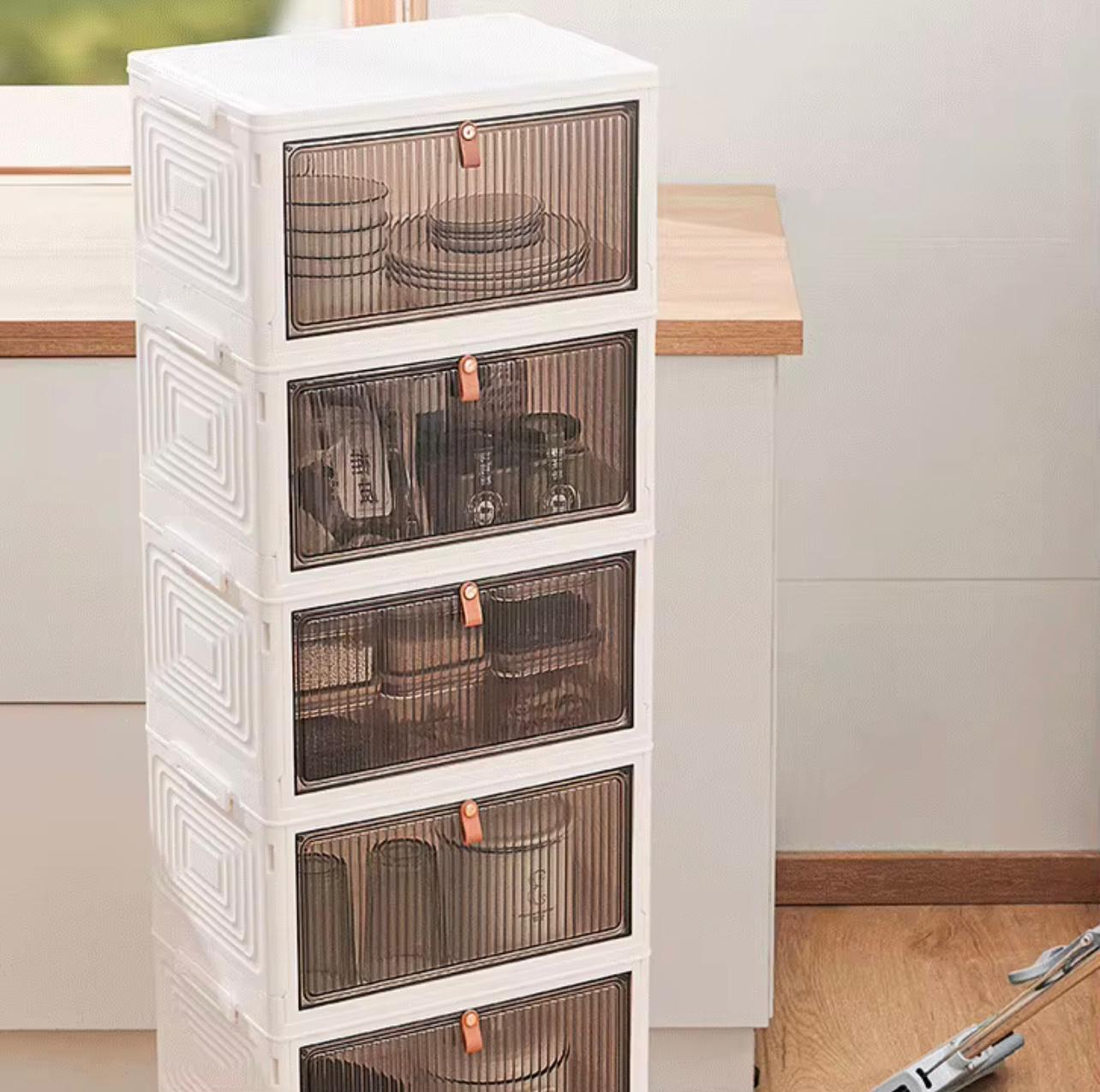 خزانة تخزين دوارة مكونة من 6 طبقات مع منظم إغلاق مغناطيسي ذو سعة كبيرة (37.5×27×123 سم)