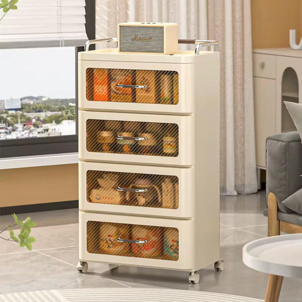 4 Layers Modern Kitchen Plastic Storage Drawer Living Room Home Organize Storage Cabinet With Wheels Storage Drawers