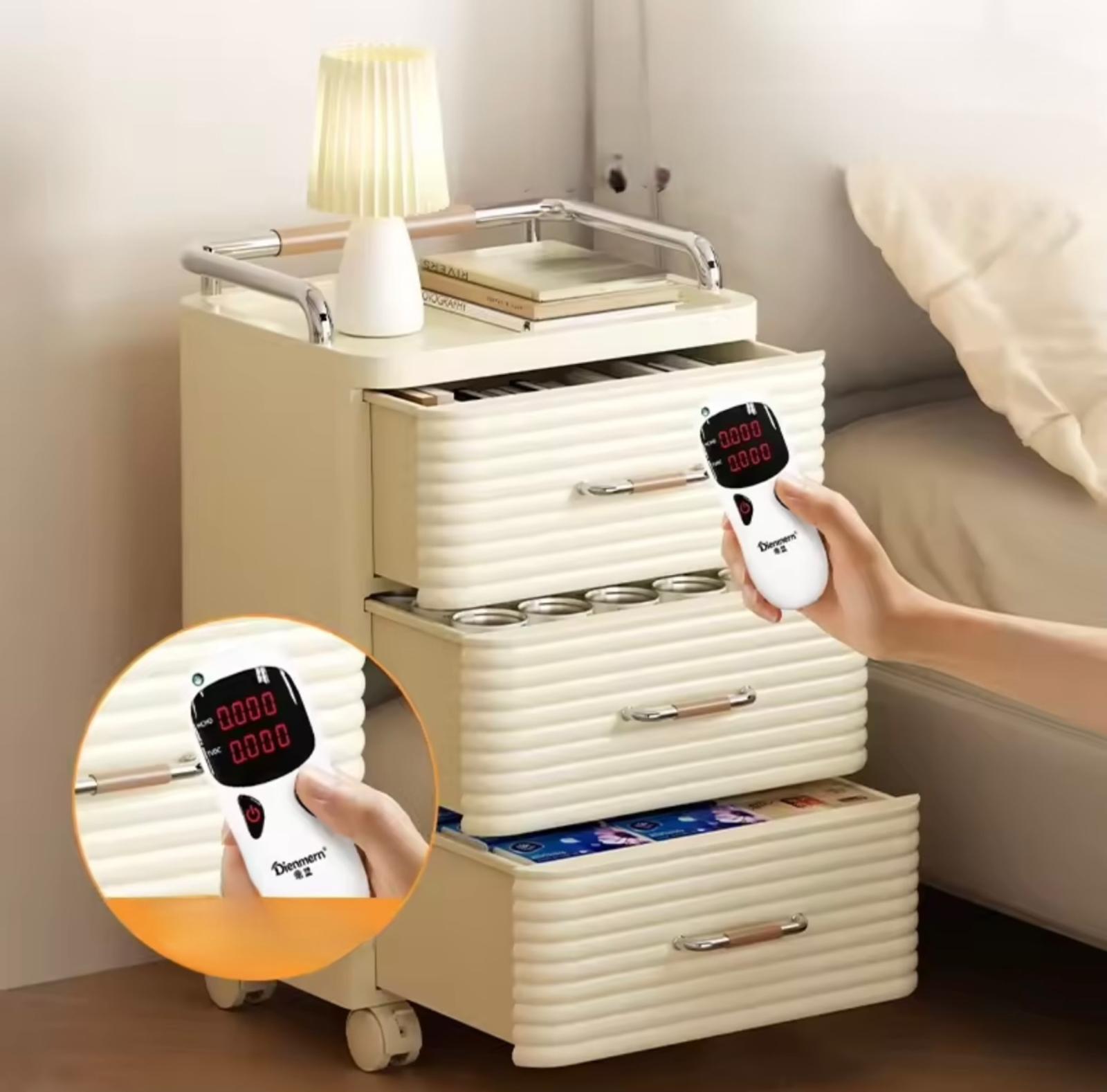 خزانة تخزين فاخرة حديثة بـ 4 أدراج مع عجلات - منظم بلاستيكي قابل للإزالة للمنزل والمكتب