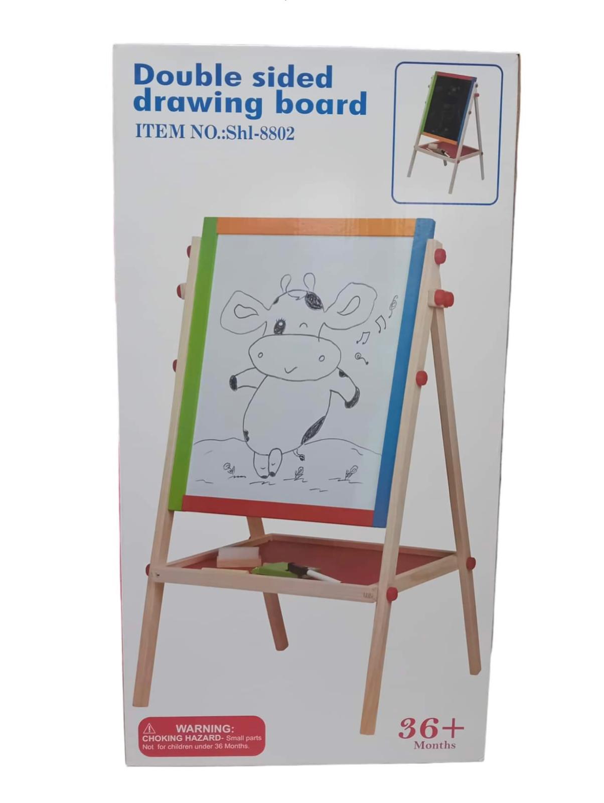 Children 2 in 1 Adjustable Black/White Magnetic Drawing Board Wooden Easel Kids Drawing Board