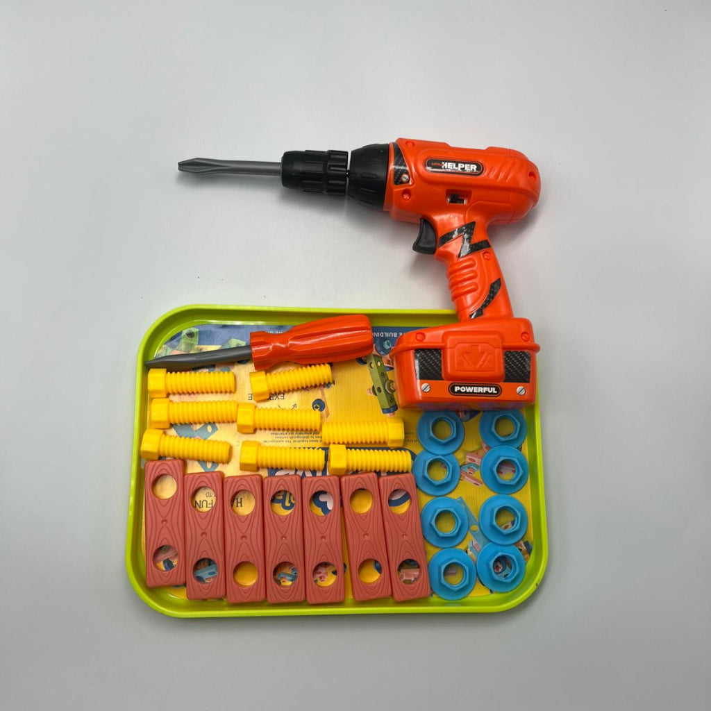 مجموعة أدوات الحفر الكهربائية اليدوية للأطفال - لعبة تعليمية ممتعة للأولاد والبنات