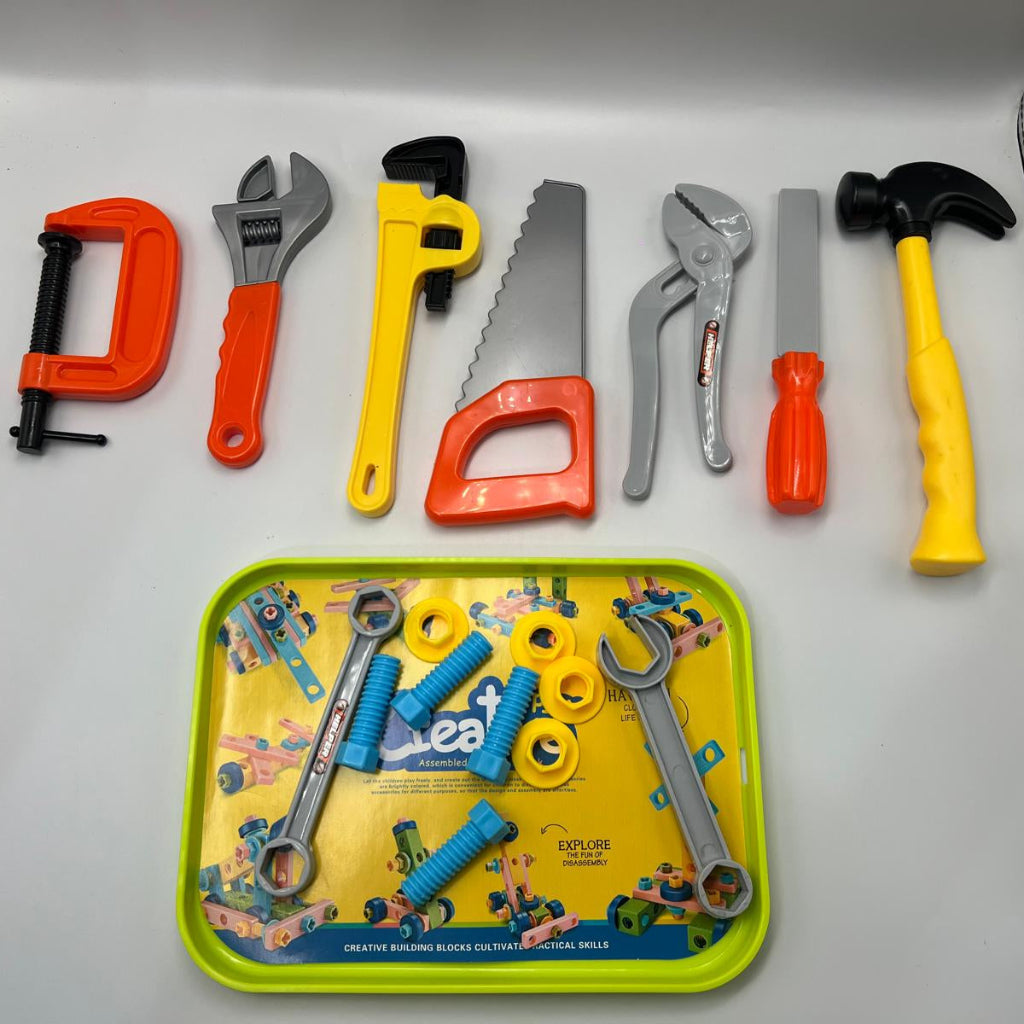 Children's play tool set, realistic repair tools to enhance kids' hands-on and thinking skills