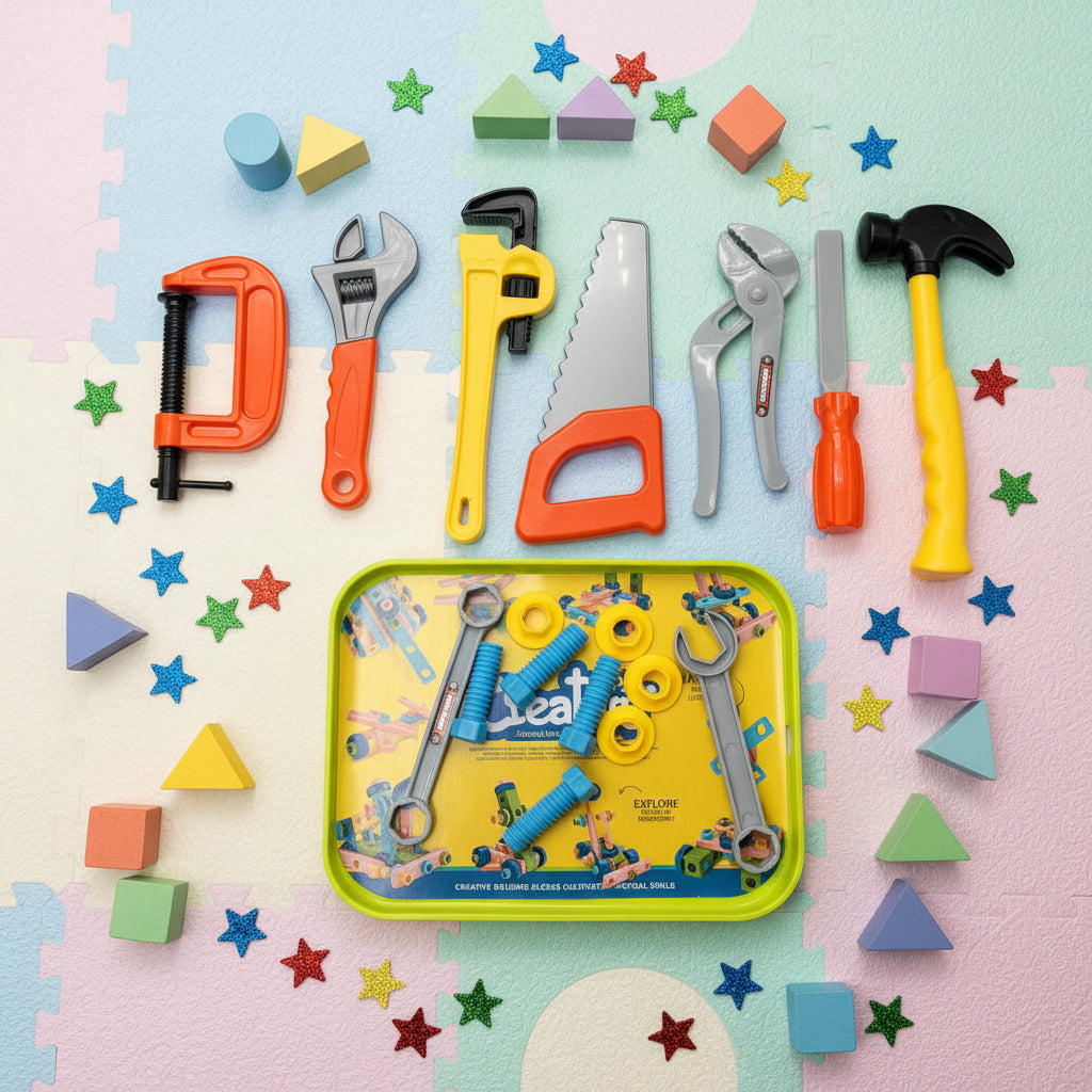 Children's play tool set, realistic repair tools to enhance kids' hands-on and thinking skills