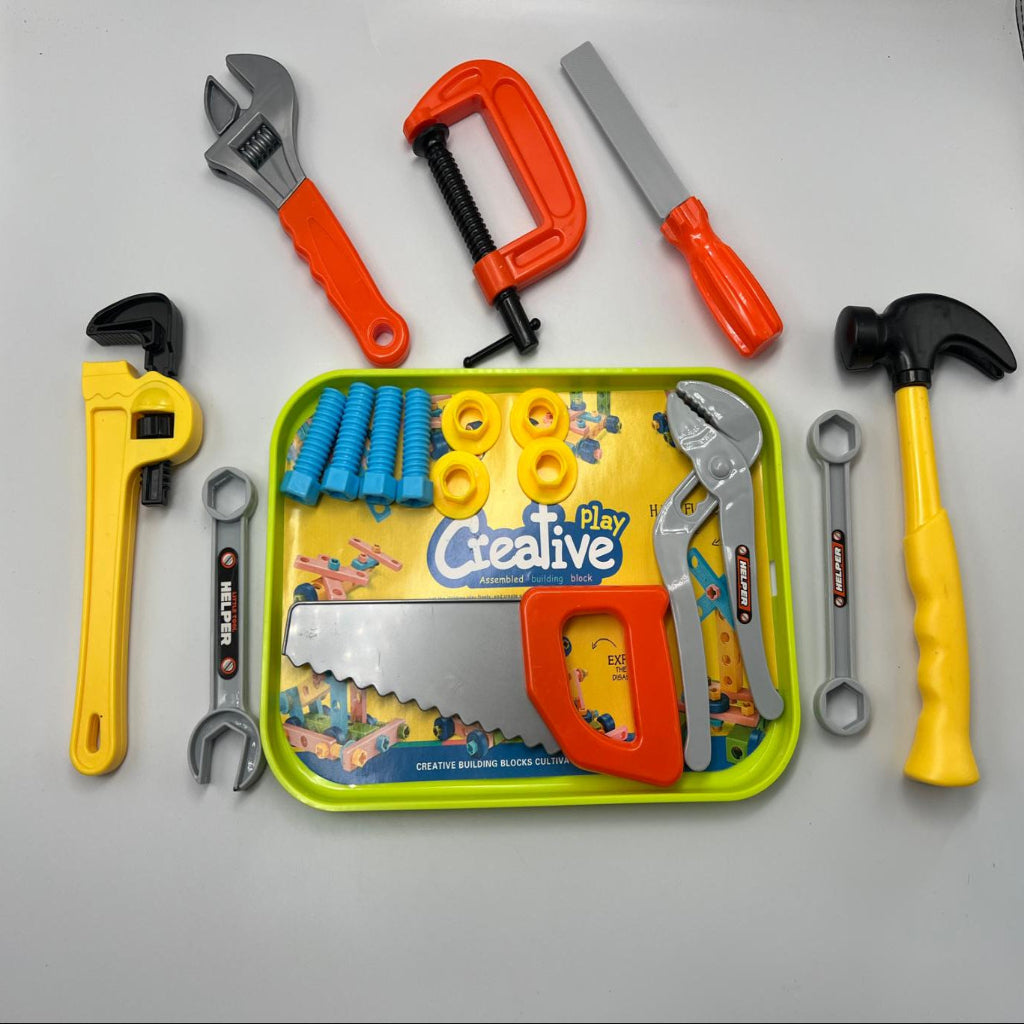 Children's play tool set, realistic repair tools to enhance kids' hands-on and thinking skills
