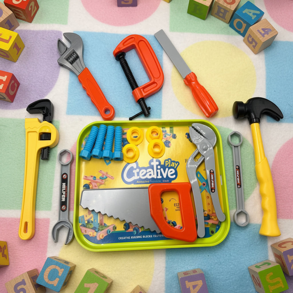 Children's play tool set, realistic repair tools to enhance kids' hands-on and thinking skills